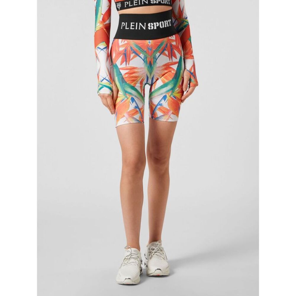 Plein Sport Women High-Waisted Tropical Print Cycling Shorts Plein Sport
